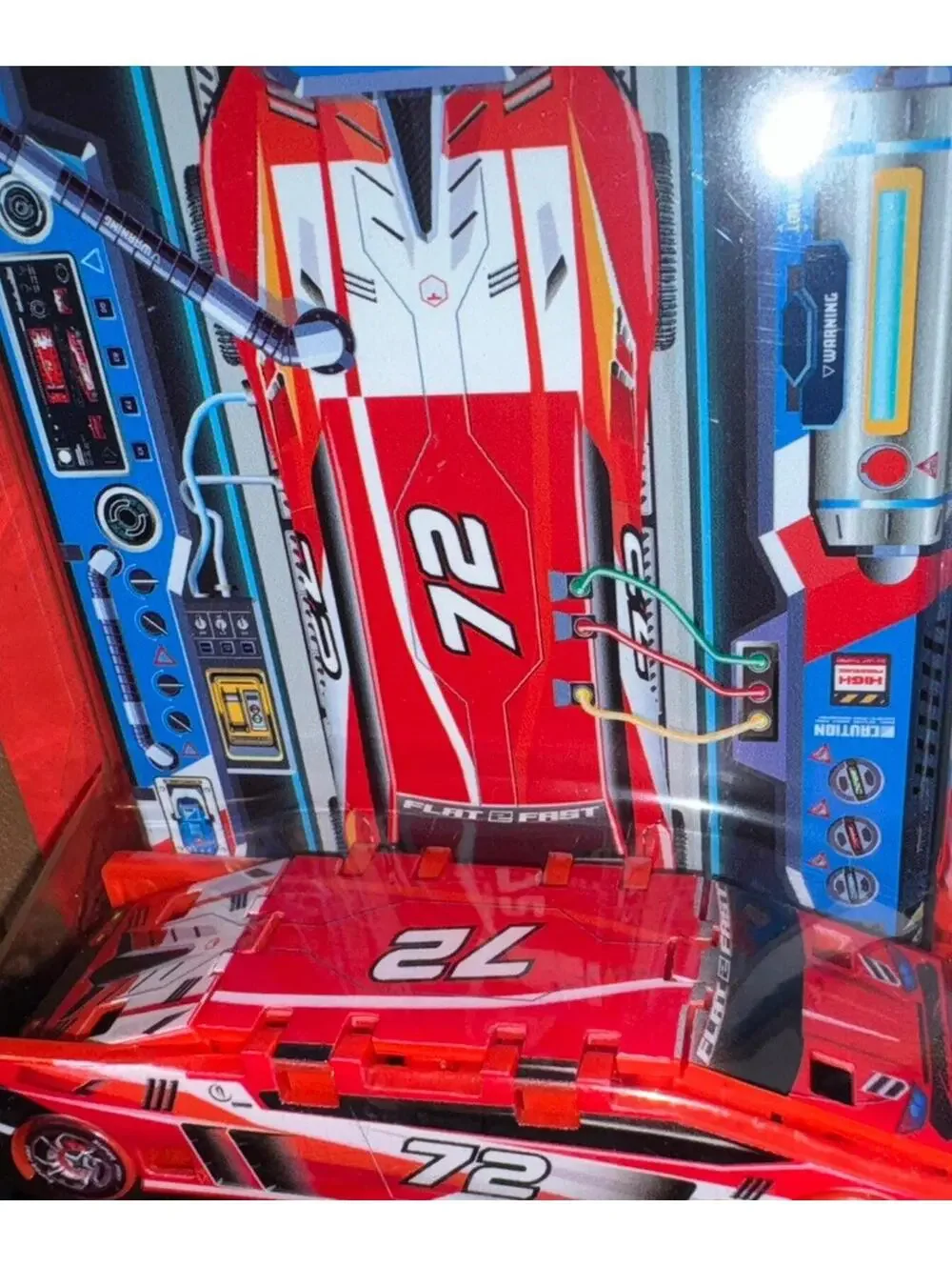 Luki Labs Original FLAT2FAST Card Racers Lot of 2 Blue #62 & Red #72 Brand New